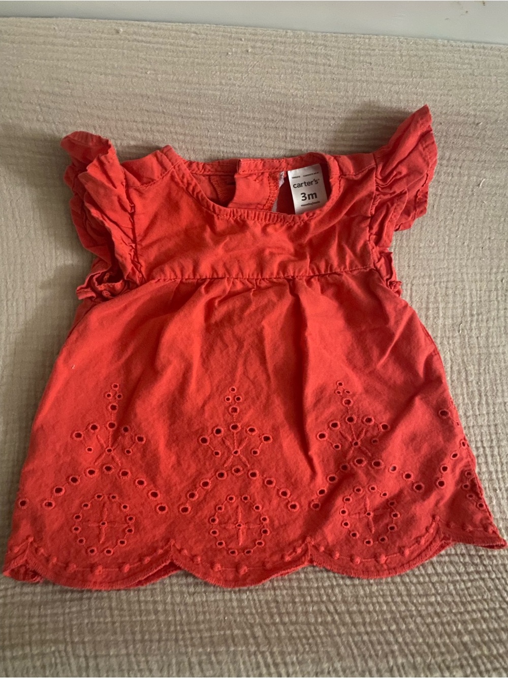 Carter's Coral Eyelet Flutter Sleeve Top